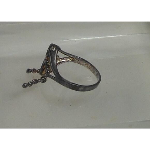 Vintage Sterling Silver Charm Ring Mother Grandmother Baby Sim Diamond Size 6 - Picture 5 of 7